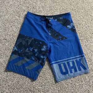 Oakley Boardshorts Mens 32 Blue Black Regular Fit Bathing‎ Suit Swim Trunks Surf